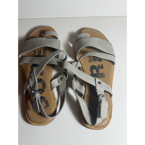 Sorel Shoes - Sorel Ella Criss Cross Sandals Womens Size 8 Metallic Beige Leather NL3198-257